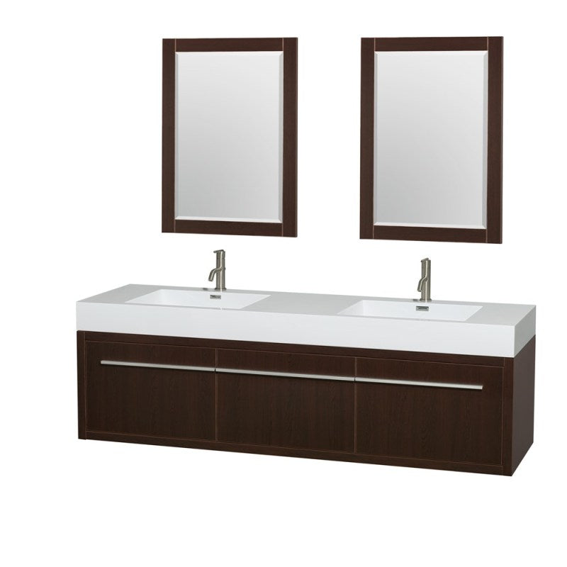 Wyndham Collection Axa 72" Wall-Mounted Bathroom Vanity Set With Integrated Sinks - Espresso WC-R4300-72-VAN-ESP 2