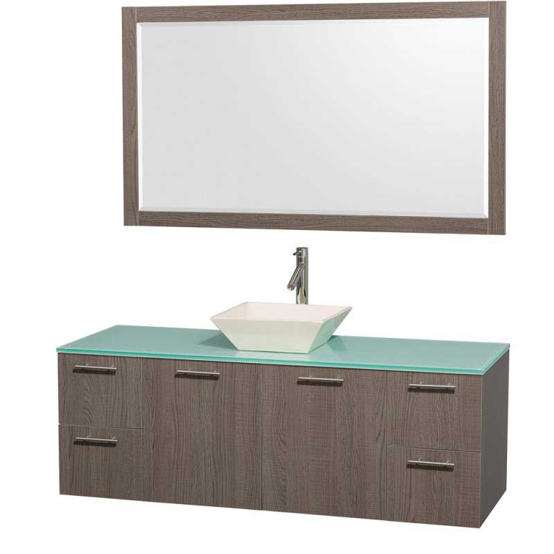 Wyndham Collection Amare 60" Wall-Mounted Single Bathroom Vanity Set with Vessel Sink - Gray Oak WC-R4100-60-GROAK-SGL 6