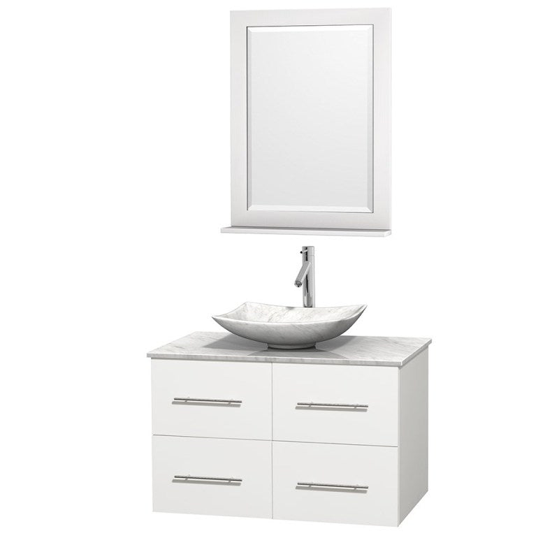 Wyndham Collection Centra 36" Single Bathroom Vanity Set for Vessel Sink - Matte White WC-WHE009-36-SGL-VAN-WHT 3