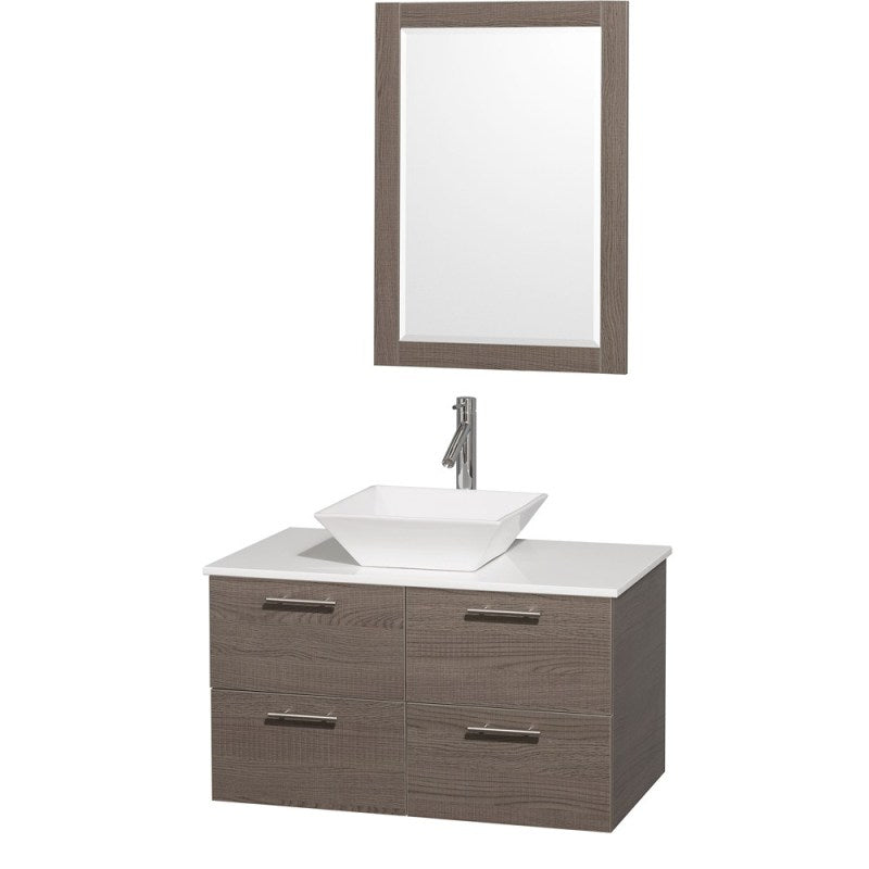 Wyndham Collection Amare 36" Wall-Mounted Bathroom Vanity Set with Vessel Sink - Gray Oak WC-R4100-36-GROAK 6