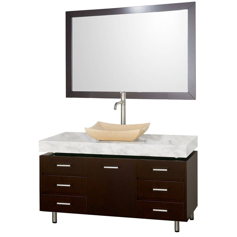 Wyndham Collection Malibu 48" Bathroom Vanity Set - Espresso Finish with White Carrera Marble Counter and Handles WC-CG3000H-48-ESP-WHTCAR 3