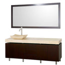 Wyndham Collection Malibu 72" Single Bathroom Vanity Set - Espresso Finish with Ivory Marble Counter WC-CG3000-72-ESP-IVO-SINGLE