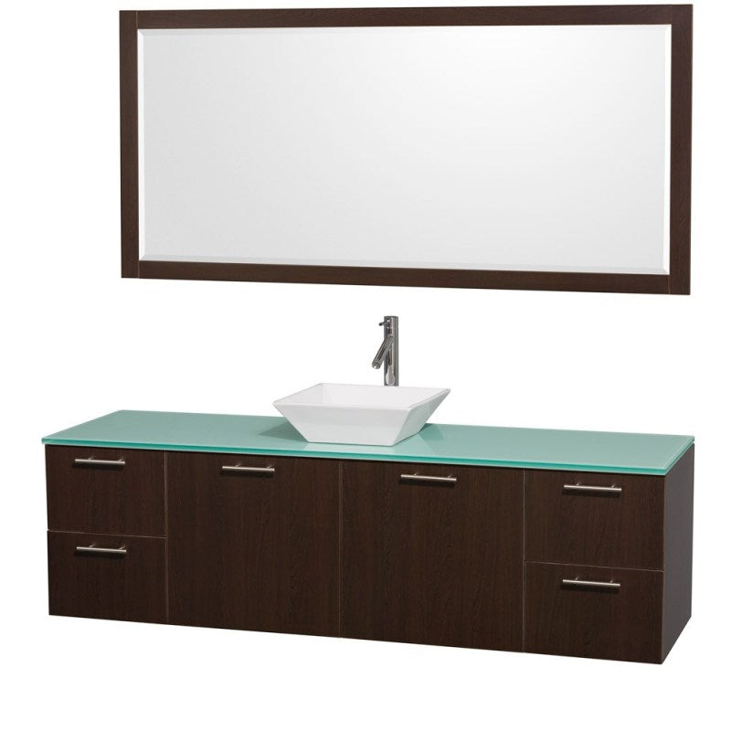 Wyndham Collection Amare 72" Wall-Mounted Single Bathroom Vanity Set with Vessel Sink - Espresso WC-R4100-72-ESP-SGL 2
