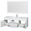 Wyndham Collection Axa 60" Single Bathroom Vanity in Glossy White, Acrylic Resin Countertop, Integrated Sink, and 58" Mirror WCR430060SGWARINTM58 2