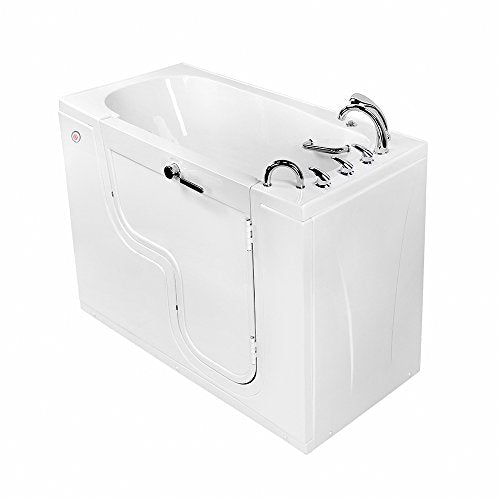 Ella's Bubbles OLA3060M-R-hHB Transfer 60 Microbubble and Heated Seat Walk-In Bathtub with Right Outward Swing Door, Ella 5pc. Fast-Fill Faucet, Dual 2" Drains, White