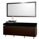 Wyndham Collection Malibu 72" Single Bathroom Vanity Set - Espresso Finish with Black Absolute Granite Counter and Black Granite Sink WC-CG3000-72-ESP-BLK-GR-SINGLE