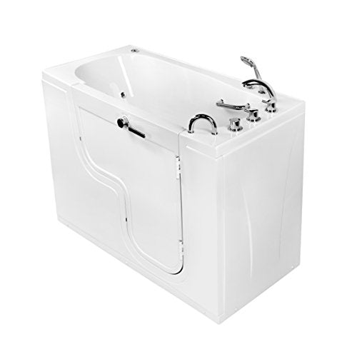 Ella's Bubbles OLA3060H-R Transfer 60 Hydro Massage Walk-In Bathtub with Right Outward Swing Door, Thermostatic Faucet, Dual 2" Drains, White