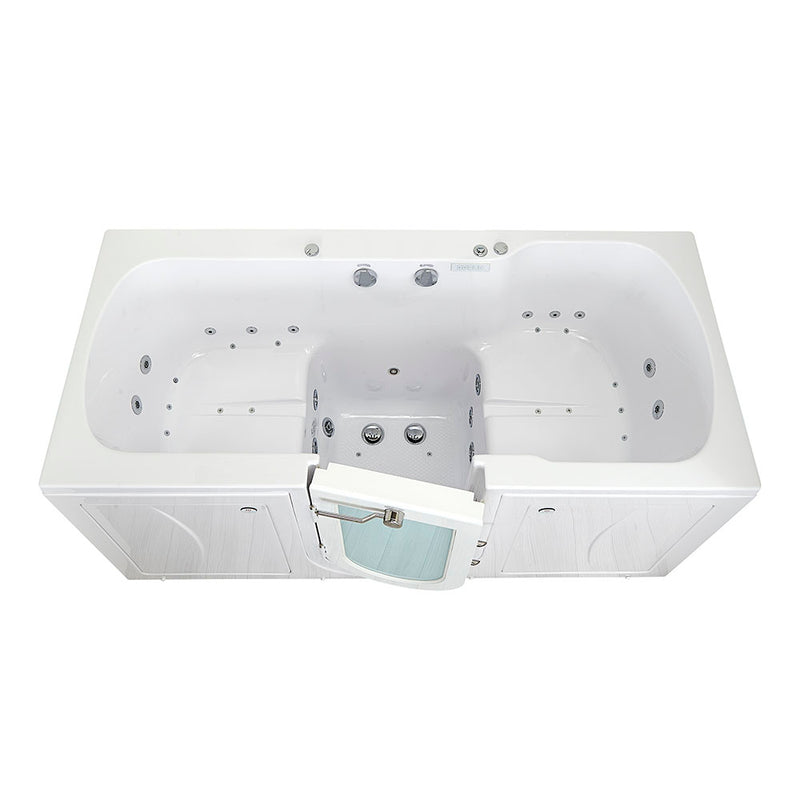 Ella Big4Two 36"x80" Hydro + Air Massage w/ Independent Foot Massage Acrylic Two Seat Walk-In-Bathtub, Left Outswing Door, Heated Seats, No Faucet, 2" Dual Drain