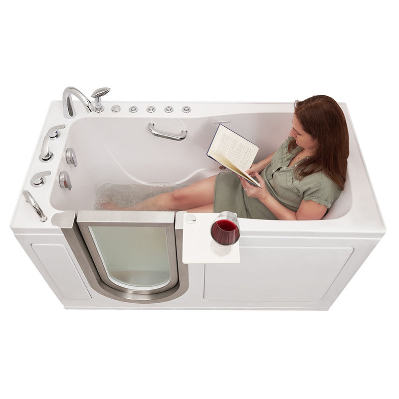 Ella Ultimate 30"x60" Acrylic Air and Hydro Massage + Independent Foot Massage Walk-In-Bathtub, Left Inward Swing Door, 5 Piece Fast Fill Faucet, 2" Dual Drain