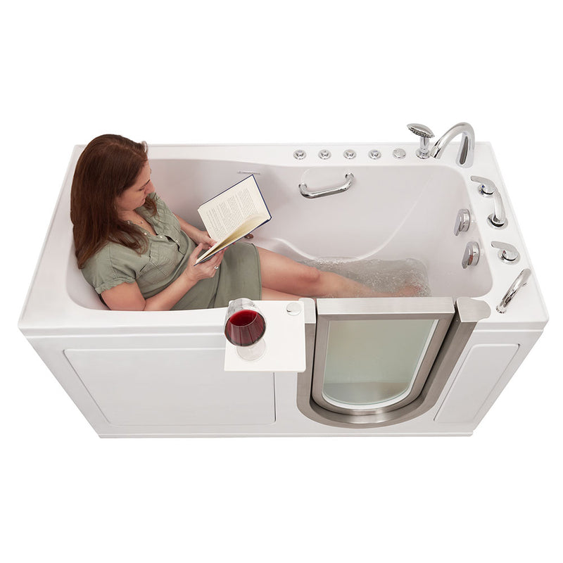 Ella Ultimate 30"x60" Acrylic Air and Hydro Massage + Independent Foot Massage Walk-In-Bathtub, Right Inward Swing Door, 5 Piece Fast Fill Faucet, 2" Dual Drain