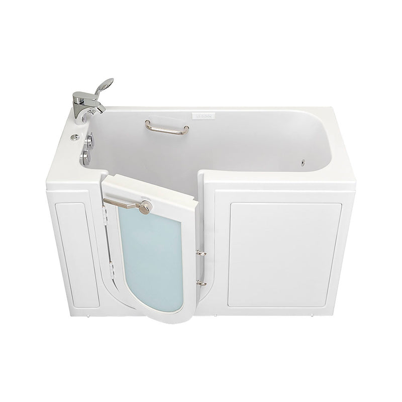 Ella Lounger 27"x60" Acrylic Air and Hydro Massage Walk-In Bathtub with Left Outward Swing Door, 2 Piece Fast Fill Faucet, 2" Dual Drain, Digital Controller