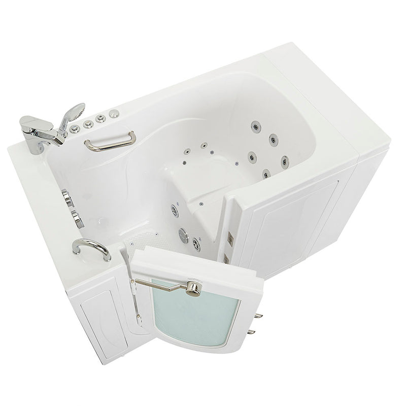 Ella Capri 30"x52" Acrylic Air and Hydro Massage Walk-In Bathtub with Left Outward Swing Door, 2 Piece Fast Fill Faucet, 2" Dual Drain