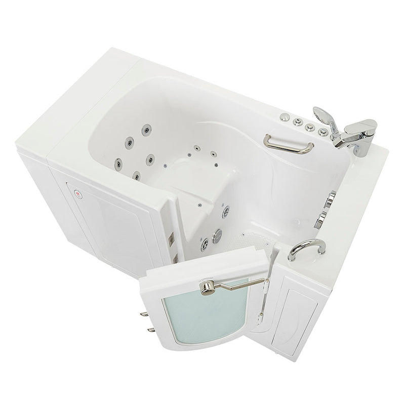 Ella Capri 30"x52" Acrylic Air and Hydro Massage and Heated Seat Walk-In Bathtub with Right Outward Swing Door, 2 Piece Fast Fill Faucet, 2" Dual Drain