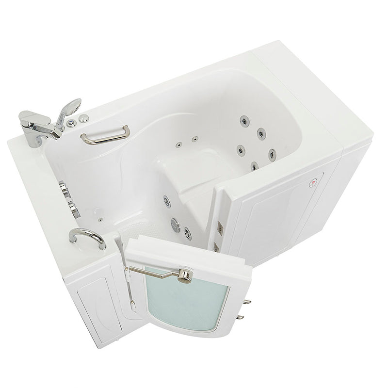 Ella Capri 30"x52" Acrylic Hydro Massage Walk-In Bathtub with Left Outward Swing Door, Heated Seat, 2 Piece Fast Fill Faucet, 2" Dual Drain