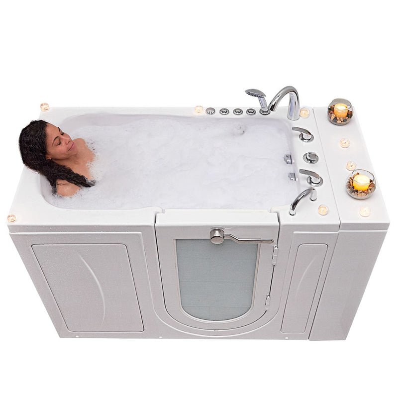 Ella Capri 30"x52" Acrylic Air and Hydro Massage Walk-In Bathtub with Right Outward Swing Door, 5 Piece Fast Fill Faucet, 2" Dual Drain
