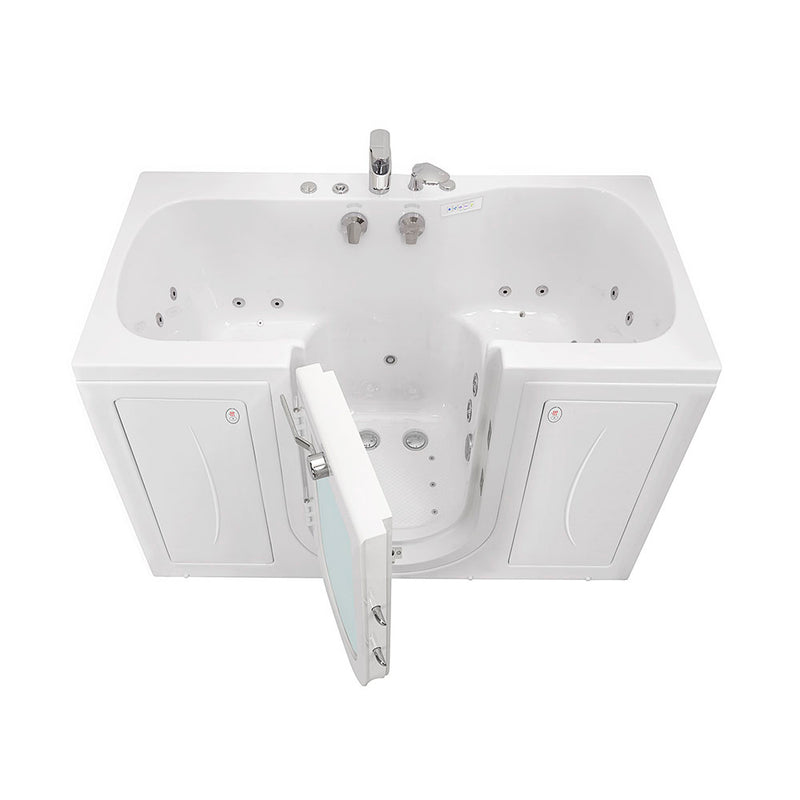 Ella Tub4Two 32"x60" Hydro + Air Massage w/ Independent Foot Massage Acrylic Two Seat Walk in Tub, Left Outswing Door, Heated Seats, 2 Piece Fast Fill Faucet, 2" Dual Drains