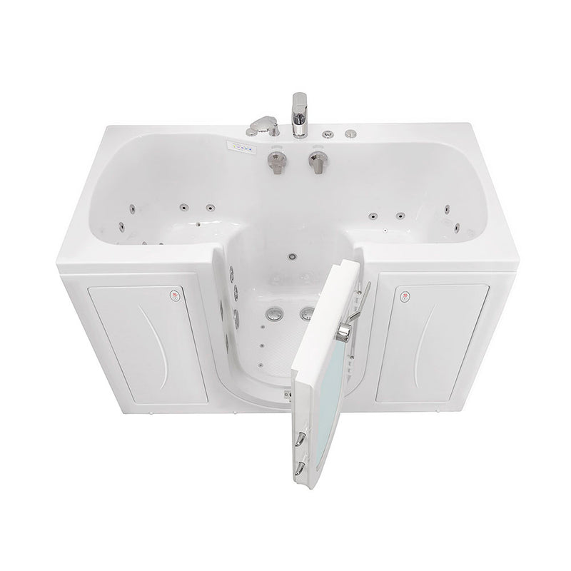 Ella Tub4Two 32"x60" Hydro + Air Massage w/ Independent Foot Massage Acrylic Two Seat Walk in Tub, Right Outswing Door, Heated Seats, 2 Piece Fast Fill Faucet, 2" Dual Drains