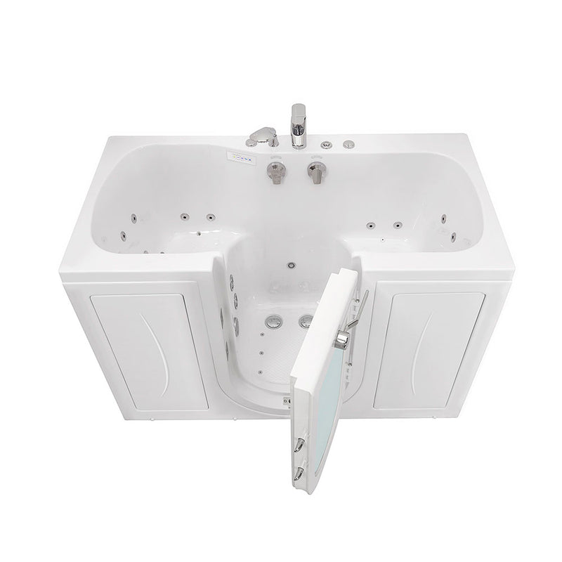 Ella Tub4Two 32"x60" Hydro + Air Massage w/ Independent Foot Massage Acrylic Two Seat Walk in Tub, Right Outswing Door, 2 Piece Fast Fill Faucet, 2" Dual Drains