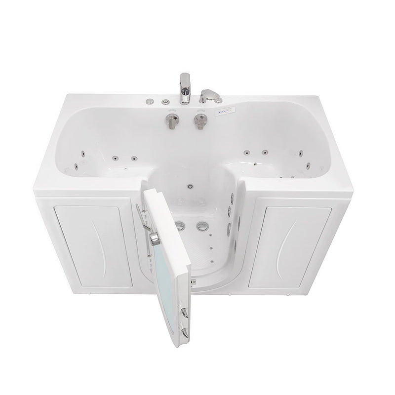 Ella Tub4Two 32"x60" Hydro + Air Massage w/ Independent Foot Massage Acrylic Two Seat Walk in Tub, Left Outswing Door, 2 Piece Fast Fill Faucet, 2" Dual Drains