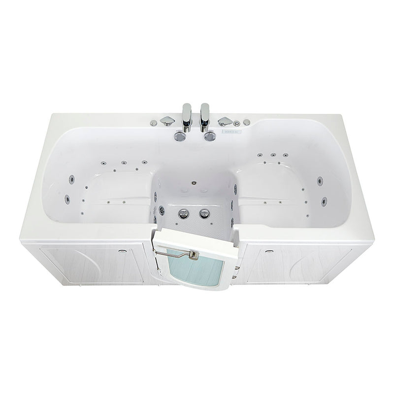 Ella Big4Two 36"x80" Hydro + Air Massage w/ Independent Foot Massage Acrylic Two Seat Walk-In-Bathtub, Left Outswing Door, Heated Seats, 2x2 Piece Fast Fill Faucet, 2" Dual Drain