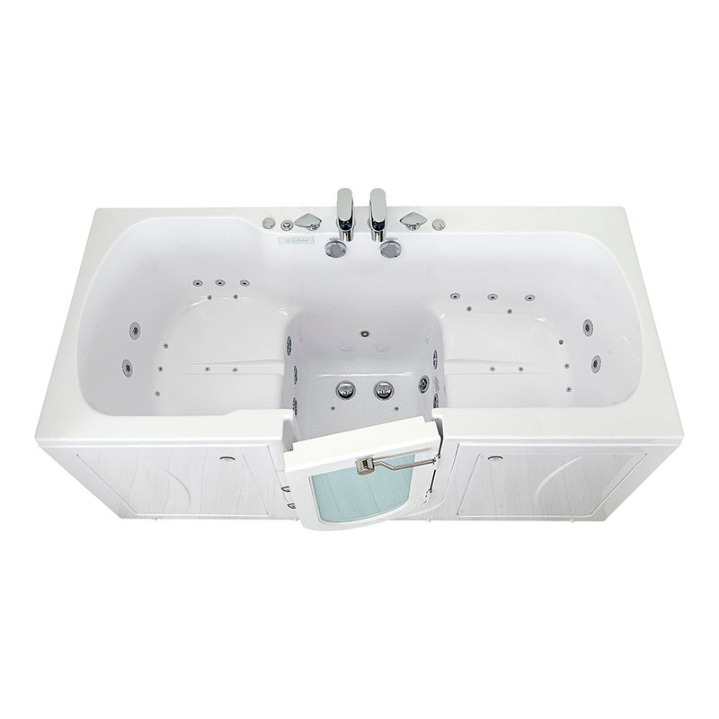 Ella Big4Two 36"x80" Hydro + Air Massage w/ Independent Foot Massage Acrylic Two Seat Walk-In-Bathtub, Right Outswing Door, Heated Seats, 2x2 Piece Fast Fill Faucet, 2" Dual Drain