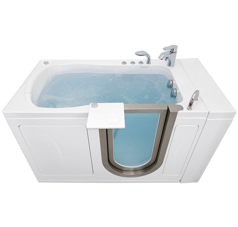 Ella Peitite 28"x52" Acrylic Air and Hydro Massage Walk-In Bathtub with Right Inward Swing Door, 2 Piece Fast Fill Faucet, 2" Dual Drain 10