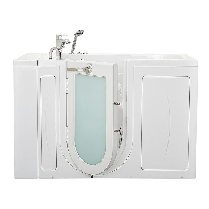 Ella Capri 30"x52" Acrylic Hydro Massage Walk-In Bathtub with Left Outward Swing Door, 2 Piece Fast Fill Faucet, 2" Dual Drain 10