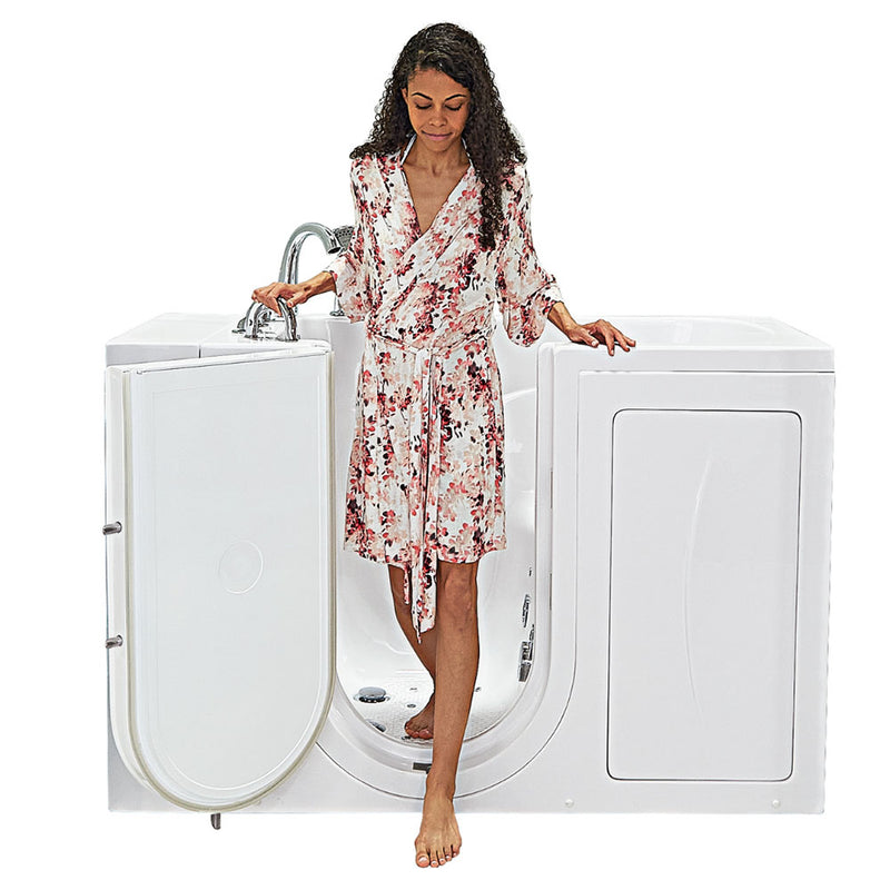 Ella Capri 30"x52" Acrylic Air and Hydro Massage Walk-In Bathtub with Left Outward Swing Door, 5 Piece Fast Fill Faucet, 2" Dual Drain 10