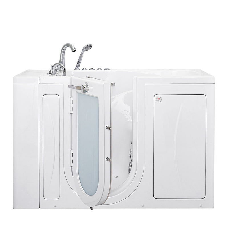 Ella Capri 30"x52" Acrylic Air and Hydro Massage and Heated Seat Walk-In Bathtub with Left Outward Swing Door, 5 Piece Fast Fill Faucet, 2" Dual Drain 10