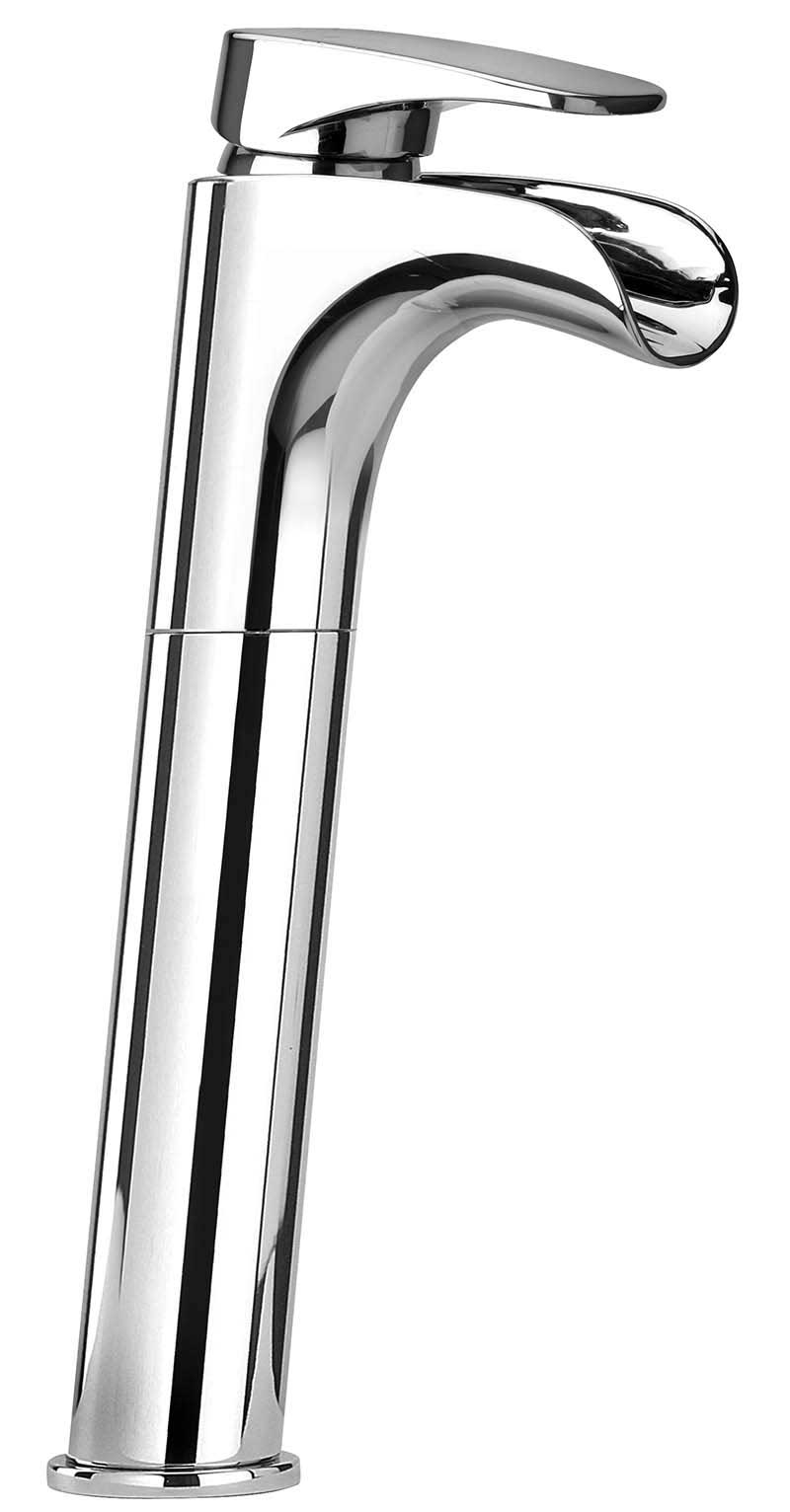 Jewel Faucets Chrome Single Loop Handle Tall Vessel Sink Faucet With Waterfall Spout 10206WFS