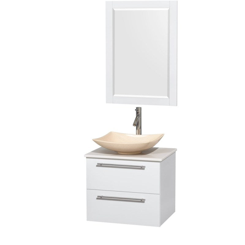 Wyndham Collection Amare 24" Wall-Mounted Bathroom Vanity Set with Vessel Sink - Glossy White WC-R4100-24-WHT 6