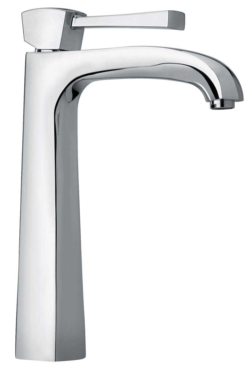 Jewel Faucets Chrome Single Lever Handle Tall Vessel Sink Faucet With Arched Spout 11205