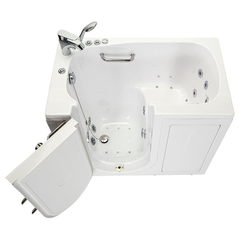 Ella Mobile 26"x45 Acrylic Air and Hydro Massage Walk-In Bathtub with Left Outward Swing Door, 2 Piece Fast Fill Faucet, 2"  Drain 12