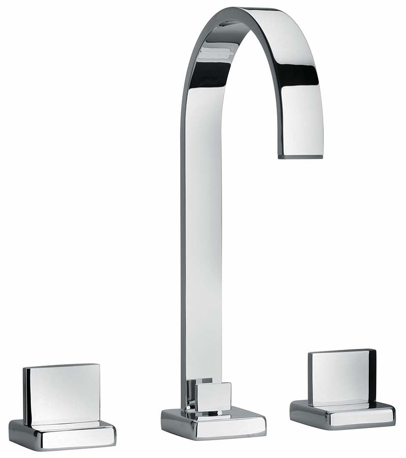 Jewel Faucets Chrome Two Lever Handle Widespread Lavatory Faucet With Classic Ribbon Spout 15214