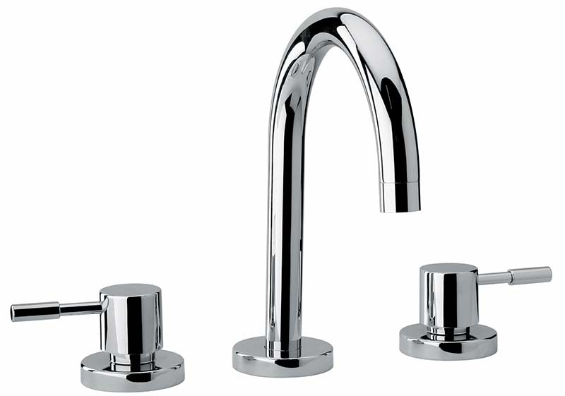 Jewel Faucets Chrome Two Lever Handle Widespread Lavatory Faucet With Goose Neck Spout 16214