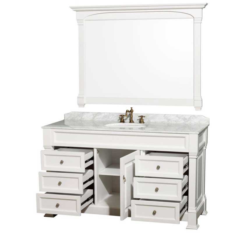 Wyndham Collection Andover 60" Traditional Bathroom Vanity Set - White WC-TS60-WHT 2