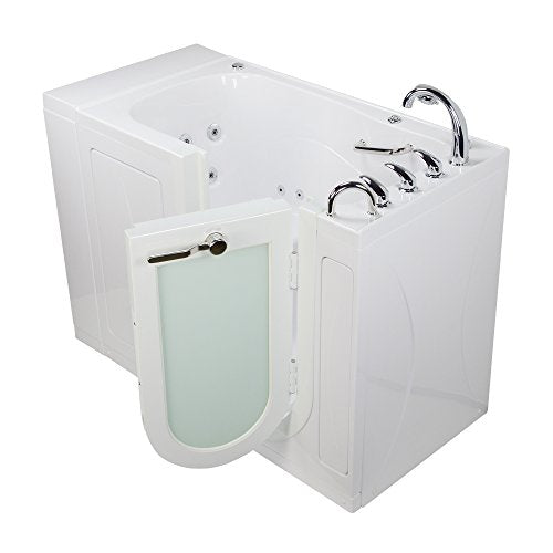 Ella's OA3252HH-HB-R Monaco Acrylic Hydro Massage and Heated Seat Walk-in Bathtub with Right Outward Swing Door, Fast Fill Faucet Set, 2" Dual Drains, 32" x 52" x 43", White
