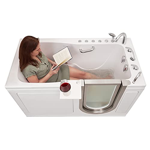 Ella's Bubbles Ella Ultimate 30"x60" Acrylic Air and Hydro Independent Foot Massage Walk-in-Bathtub, Right Inward Swing Door, 5 Piece Fast Fill Faucet, 2" Dual Drain, No Heat, White