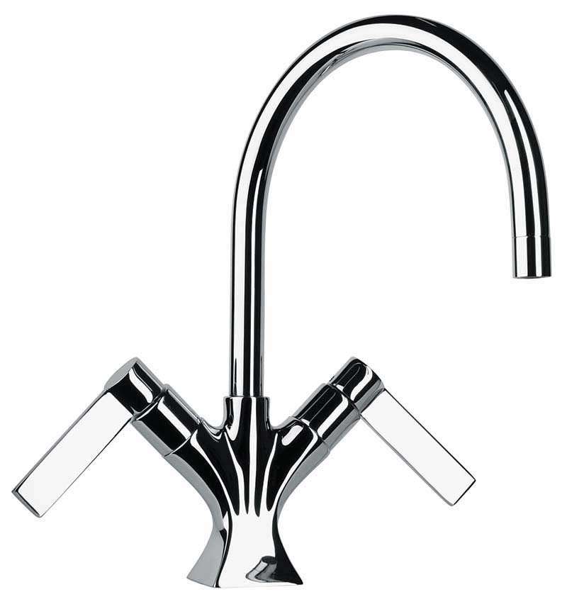 Jewel Faucets Dual Blade Handle Lavatory Faucet With Goose Neck Spout, Designer Finish 17250-X