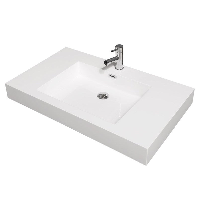 Wyndham Collection Amare 36" Single Bathroom Vanity in Glossy White, Acrylic Resin Countertop, Integrated Sink, and 24" Mirror WCR410036SGWARINTM24 3