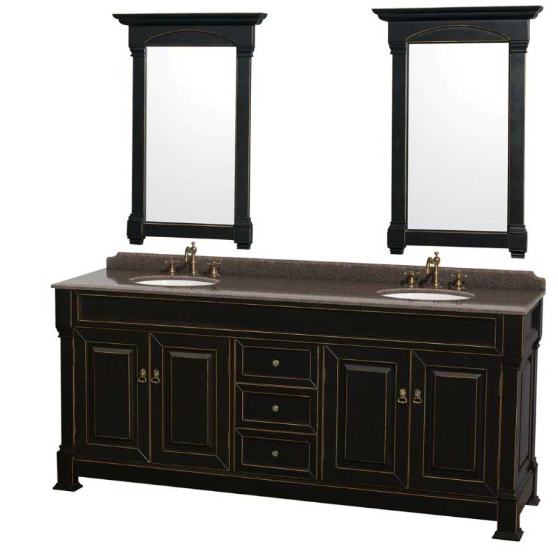 Wyndham Collection Andover 80" Traditional Bathroom Double Vanity Set - Black WC-TD80-BLK 4