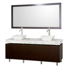 Wyndham Collection Malibu 72" Double Bathroom Vanity Set - Espresso Finish with White Carrera Marble Counter WC-CG3000-72-ESP-WHTCAR 3