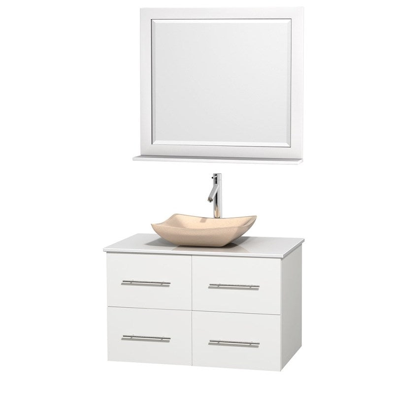 Wyndham Collection Centra 36" Single Bathroom Vanity Set for Vessel Sink - Matte White WC-WHE009-36-SGL-VAN-WHT