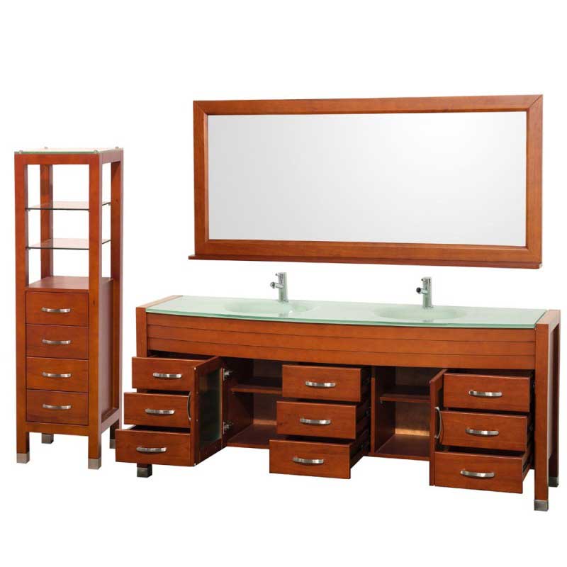 Wyndham Collection Daytona 78" Double Bathroom Vanity Set & Side Cabinet - Cherry WC-A-W2200-78-CH-SET 3