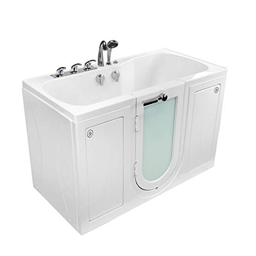 Ella's Bubbles O2SA3260AH-HB-L Tub4Two Air Massage Acrylic Walk-In Tub with Heated Seat, Left Outward Swing Door, Ella 5pc. Fast-Fill Faucet, Dual 2" Drains, 32" x 60" x 42", White