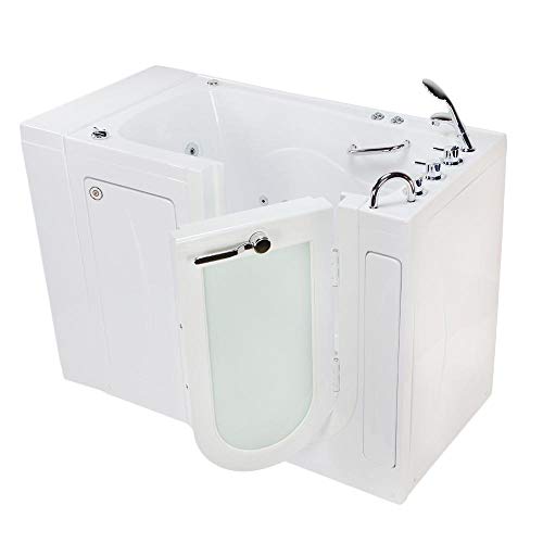 Ella's Bubbles OA3252DH-R Monaco Air and Hydro Massage Acrylic Walk-In Bathtub with Heated Seat, Right Outward Swing Door, Thermostatic Faucet Set, Dual 2" Drains, 32" x 52" x 43", White
