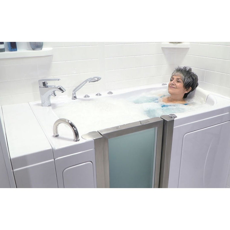 Ella Elite 30"x52" Acrylic Air and Hydro Massage Walk-In Bathtub with Left Inward Swing Door, 2 Piece Fast Fill Faucet, 2" Dual Drain 2