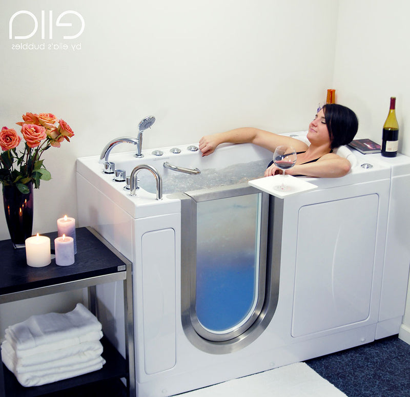 Ella Elite 30"x52" Acrylic Hydro Massage Walk-In Bathtub with Left Inward Swing Door, Heated Seat, 2 Piece Fast Fill Faucet, 2" Dual Drain 2