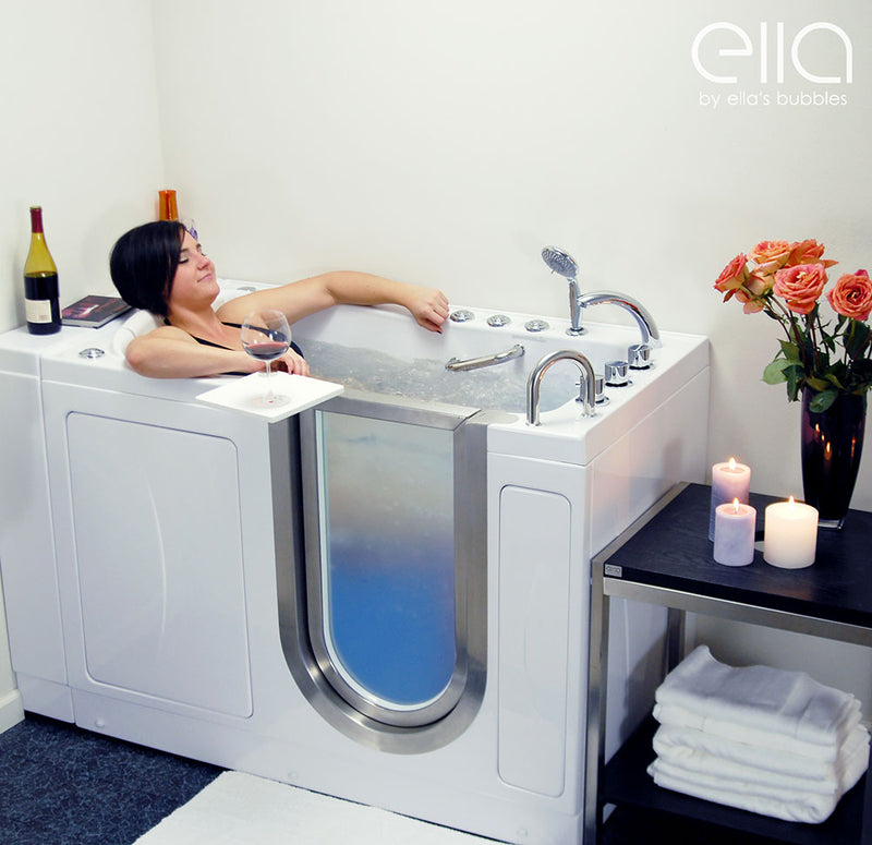 Ella Royal 32"x52" Acrylic Hydro Massage Walk-In Bathtub with Right Inward Swing Door, Heated Seat, 2 Piece Fast Fill Faucet, 2" Dual Drain 2