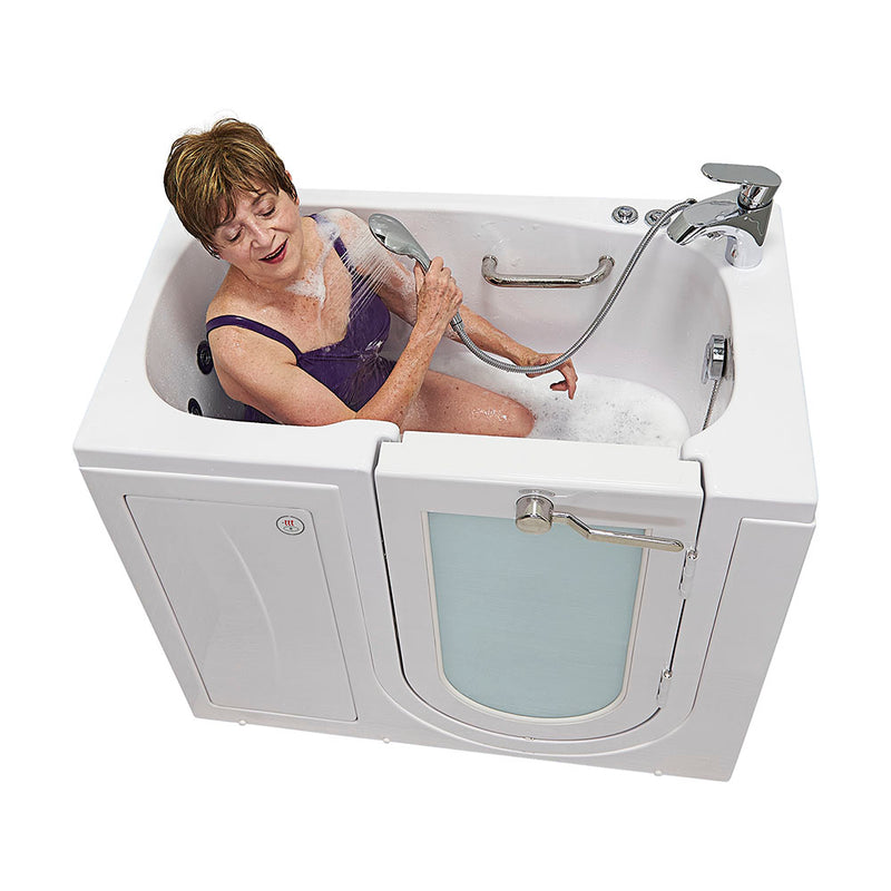 Ella Mobile 26"x45 Acrylic Hydro Massage Walk-In Bathtub with Right Outward Swing Door, Heated Seat, 2 Piece Fast Fill Faucet, 2"  Drain 2